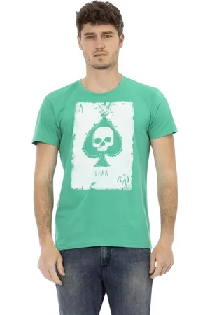 Trussardi Top, Herre, Grøn, M, Bomuld, Smaragd Casual Elegance Kortærmet T-shirt
