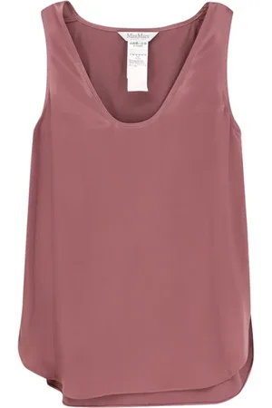 Max Mara Top, Dame, Lilla, XL, Lilla Silke Ærmeløse Toppe med Sideslidser