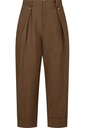 PT Torino Bukser, Dame, Brun, 2XS, Uld, Uld Linned Cropped Bukser