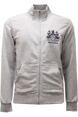 Aquascutum Sweathshirts & Hoodies, Herre, Grå, 2XL, Bomuld, Grå Melange Hel Lynlås Bomulds Sweatshirt