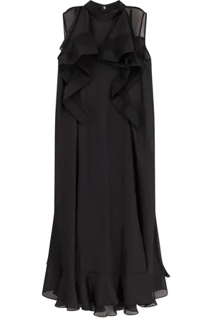 SACAI Kjole, Dame, Sort, S, Polyester, Sort Kjole med Lynlåslukning
