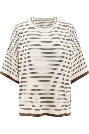 Brunello Cucinelli Strik, Dame, , M, Uld, Sweater Ribbet Kort Ærme