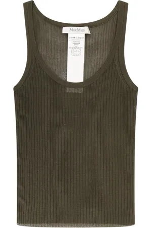 Max Mara Top, Dame, Grøn, L, Grøn Silke Rund Hals Ærmeløs Top