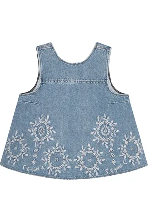 Ganni Top, Dame, Blå, XL, Denim, Denim Broderie Anglaise Top