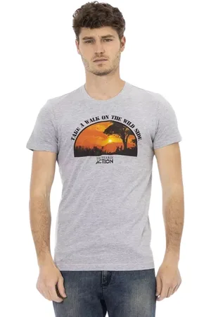 Trussardi Top, Herre, Grå, M, Bomuld, Elegant Casual T-shirt med Frontprint