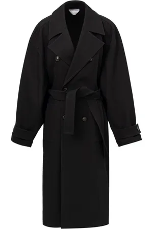 Bottega Veneta Frakke, Dame, Sort, 2XS, Bomuld, Dobbelt Bomuldskanvas Trench Coat i Sort