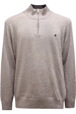 BROOKSFIELD Strik, Herre, Grå, 3XL, Uld, Uld Half Zip Sweater Lavet i Italien