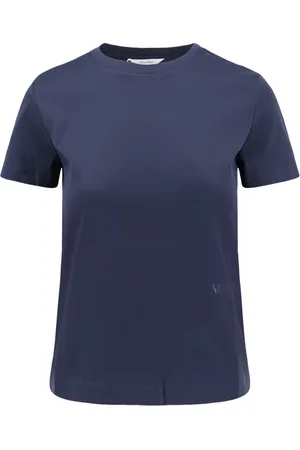 Max Mara Top, Dame, Blå, M, Bomuld, Blå T-shirts og Polos med Broderi