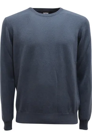 ALPHA STUDIO Strik, Herre, Blå, M, Cashmere, Vintage Cashmere Sweater i Blå