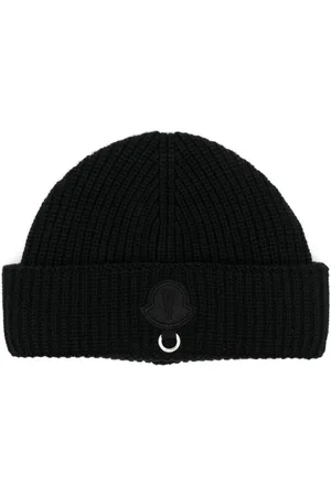 Moncler Tilbehør, Dame, Sort, ONE SIZE, Sort Hat med Ringdetaljer