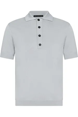 LOW BRAND Top, Herre, Grå, M, Grå Polo Skjorte med Intarsia Detalje