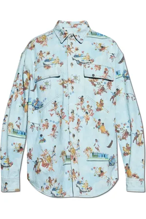 OFF-WHITE Skjorte, Herre, Blå, S, Denim, Mønstret skjorte