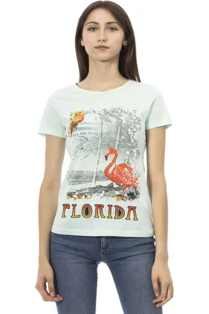 Trussardi Top, Dame, Blå, L, Kortærmet Rund Hals T-shirt