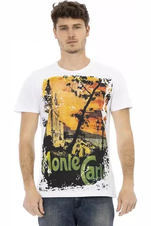 Trussardi Top, Herre, Hvid, 2XL, Bomuld, Afslappet hvidt grafisk print T-shirt