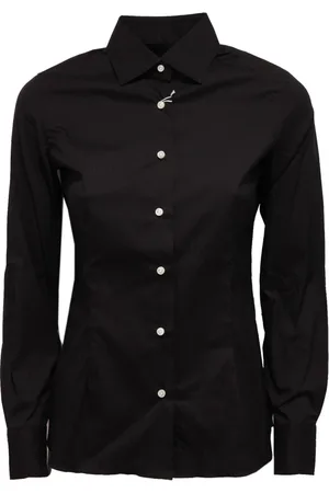 BARBA Bluser & Skjorter, Dame, Sort, S, Bomuld, Bomuldsskjorte lavet i Italien