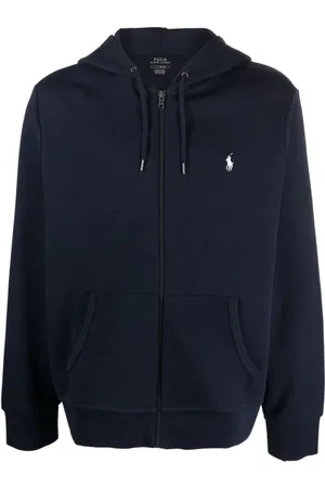 Ralph Lauren Sweathshirts & Hoodies, Herre, Blå, 2XL, Bomuld, Double Knit Tech Full Zip Hættetrøje