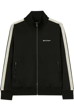 Palm Angels Sweathshirts & Hoodies, Herre, Sort, L, Sort Sweater med Side Stribe Detaljer