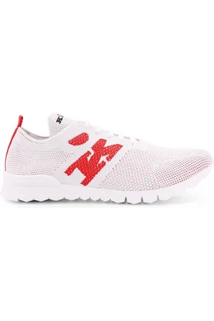 Kiton Sko, Herre, Hvid, 43 EU, Hvide Sneakers med Broderet Logo