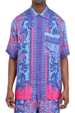 VERSACE Skjorte, Herre, Flerfarvet, M, Uld, Stilfuld Viskose Skjorte