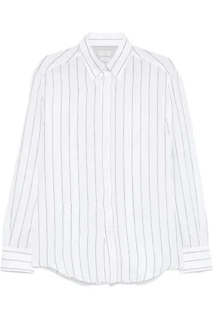 Brunello Cucinelli Skjorte, Herre, Hvid, XL, Hvid Button-Down Skjorte Langærmet