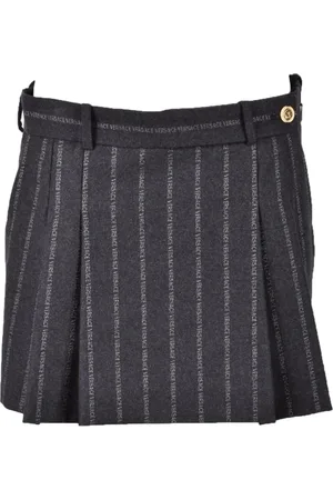 VERSACE Nederdel, Dame, Grå, S, Bomuld, Mini Nederdel med Lynlåslommer