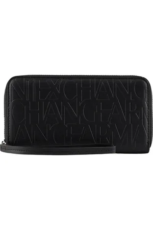Armani Exchange Tilbehør, Dame, Sort, ONE SIZE, Uld, Logo Print Zip Around Dame Pung