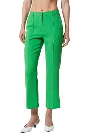 Silvian Heach Bukser, Dame, Grøn, L, Polyester, Cropped bukser med central fold