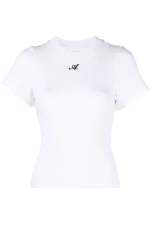 Axel Arigato Top, Dame, Hvid, XS, Bomuld, Hvid Logo Crew Neck T-shirt