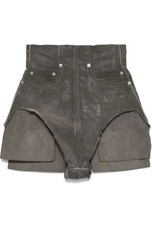Rick Owens Shorts, Dame, Grå, M, Mørk Skygge Lynlås Bukser