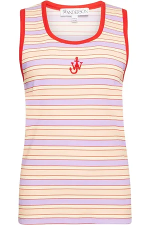 J.W.Anderson Top, Dame, Flerfarvet, XL, Bomuld, Stribet Ærmeløs Top med Scoop Neck