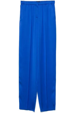 Giorgio Armani Bukser, Dame, Blå, S, Satin, Kongeblå Silke Satin Bukser