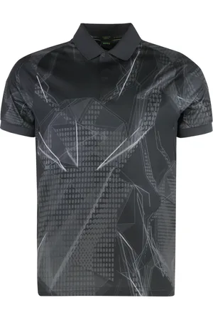 HUGO BOSS Top, Herre, Sort, XS, Polyester, Polyester Polo Shirt med Ribkanter