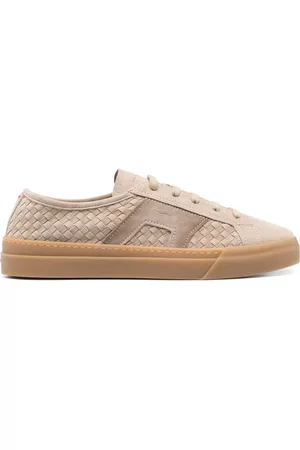 santoni Sko, Herre, Brun, 44 1/2 EU, Læder, Beige Snøresko Gummisål