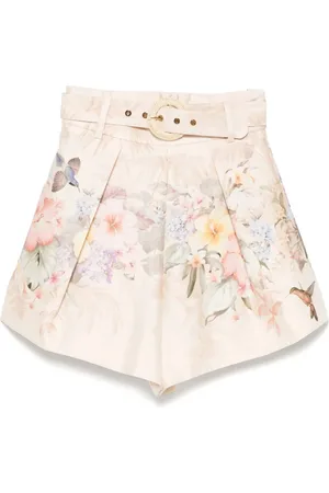 ZIMMERMANN Shorts, Dame, Flerfarvet, S, Lyserød Plisseret Kjole med Lommer