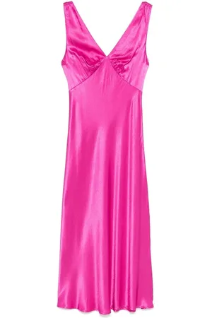 RIXO London Kjole, Dame, Lyserød, L, Fuchsia V-Neck Kjole