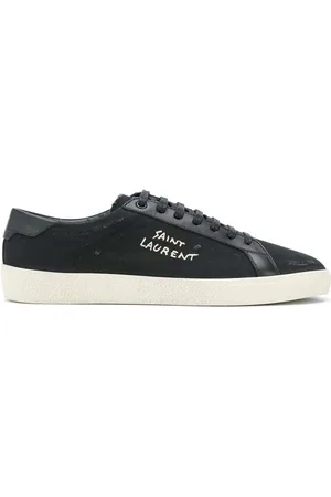 Saint Laurent Sko, Herre, Sort, 39 EU, Bomuld, Court Classic Sl/06 Embroidered Sneakers
