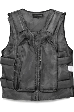 Who Decides War Jakke, Herre, Grå, M, Uld, Kulgrå Ærmeløs Lynlås-Front Vest