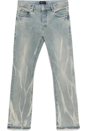 Purple Brand Jeans, Herre, Blå, W32, Blå Jeans med Knappelukning og Whiskering