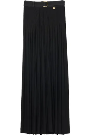 Burberry Nederdel, Dame, Sort, XS, Uld, Sort Plisseret Nederdel med Logo Charme