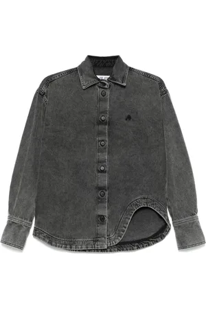 The Attico Bluser & Skjorter, Dame, Sort, 2XS, Denim, Sort denimskjorte med knapper