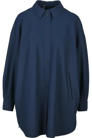 HERNO Bluser & Skjorter, Dame, Blå, S, Elegant Overfrakke med Knappelukning