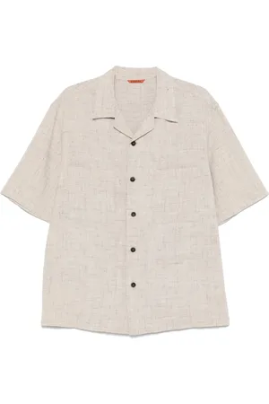 BARENA Skjorte, Herre, Grå, M, Beige Skjorte med Lommer og Krave