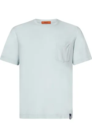 DRUMOHR Top, Herre, Blå, L, Bomuld, Grøn Aqua T-shirt med brystlomme