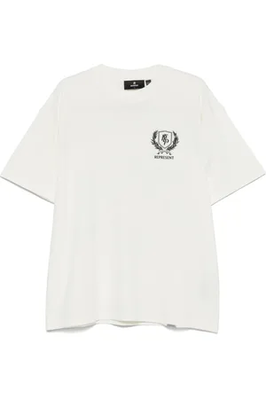 Represent Top, Herre, Hvid, 2XL, Logo Print Crew Neck T-shirt