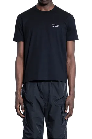 Comme des Garçons Top, Herre, Sort, L, Bomuld, Sort Bomuld Jersey Broderet Tee