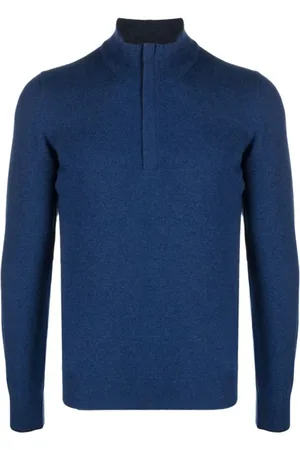 LA FILERIA Strik, Herre, Blå, 4XL, Uld, Marineblå Strikket Højhalset Sweater