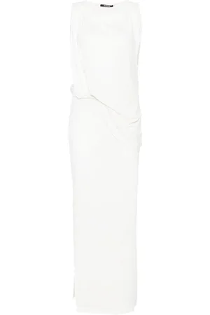 Jacquemus Kjole, Dame, Hvid, L, Hvid Ærmeløs Draperet Knudekjole