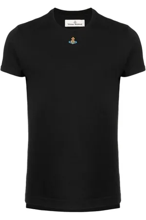 Vivienne Westwood Top, Dame, Sort, L, Bomuld, Sort Orb Broderet T-Shirt