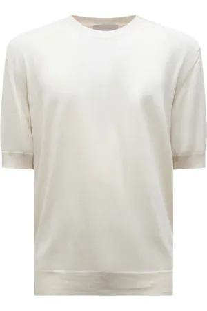 BALLANTYNE Strik, Herre, Hvid, 2XL, Bomuld, Silke/Bomuld Italiensk Model Skjorte