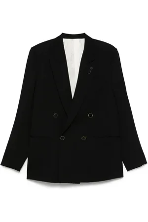 LARDINI Jakke, Herre, Sort, M, Sort dobbeltradet jakke med knaplukning